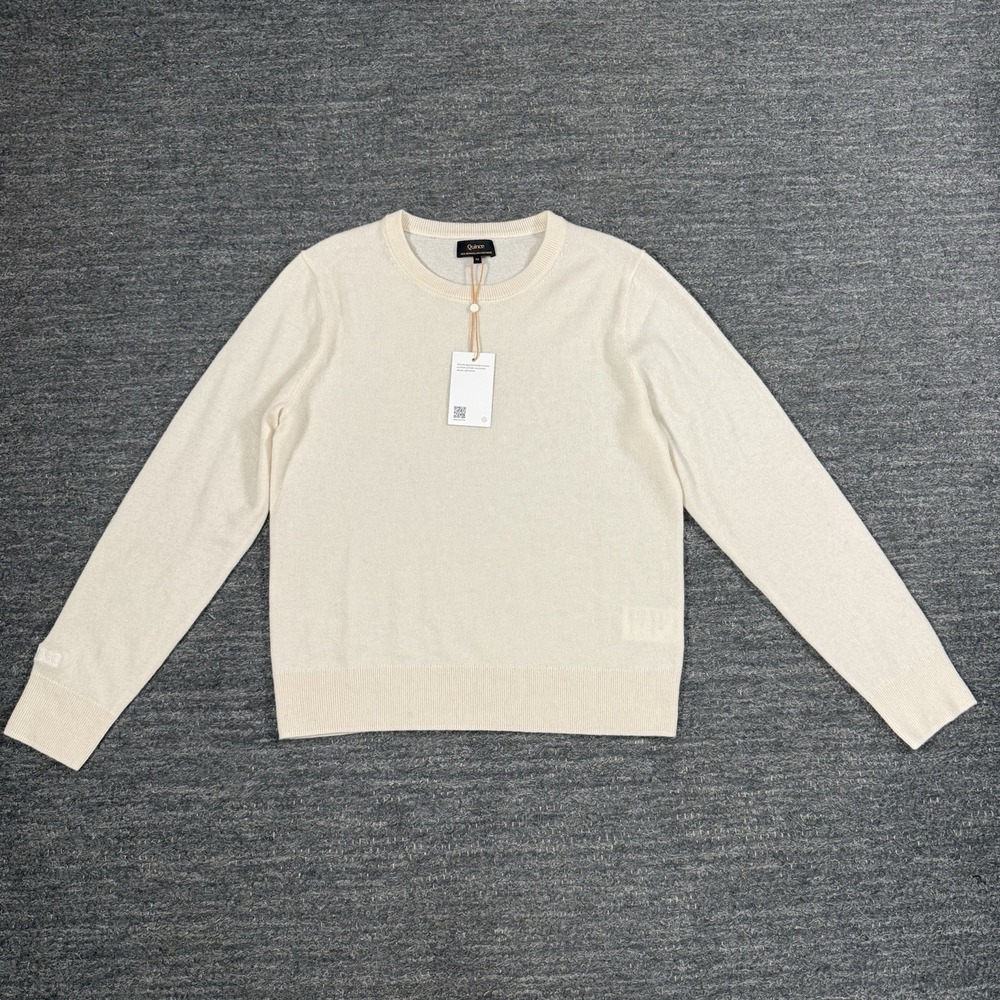 Quince Mongolian Cashmere Crewneck Sweater Medium Ivory Quiet Luxury *SLIVING*